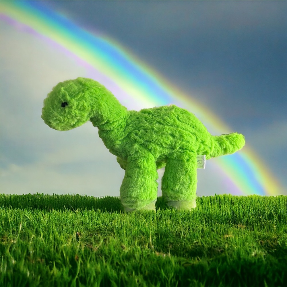 2016 Manhattan Toy Co Dinosaur Plush Lime Green Stuffed Animal Stands Well Due